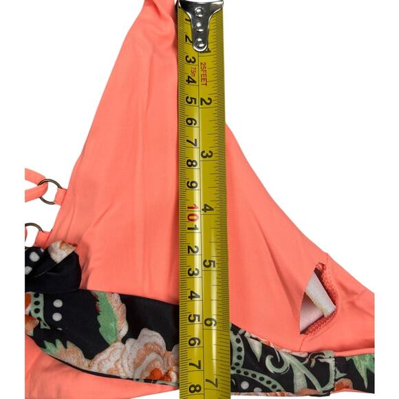 Becca Black & Pink Floral Swimwear Bikini Top Size Medium M NWT - Picture 4 of 5